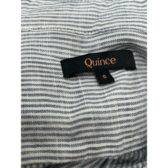Quince Womens Linen Button Down Shirt Long Sleeve Pinstriped Blue White Size S - Picture 3 of 7